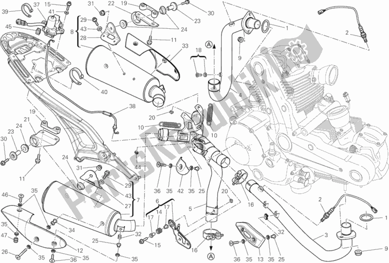 Todas as partes de Sistema De Exaustão do Ducati Monster 796 ABS Anniversary 2013
